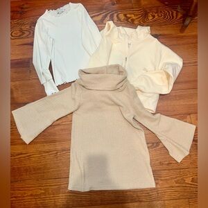 Bundle of 3 Girls Neutral Tops Like New Size 10/12